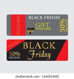 Gift Voucher Template for black friday Discount Coupon Vector Illustration