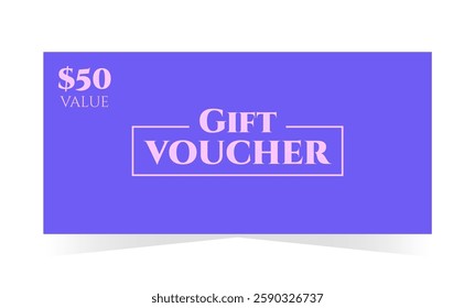 Gift voucher template in blue color. Elegant minimal design. Vector illustration for entertainment, hospitality, healthcare, electronics, events