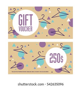 Gift voucher template. Both sides. Envelope size. 250 dollars value