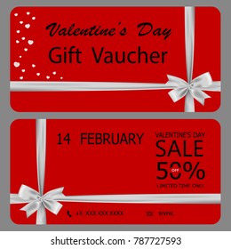 Gift voucher template with bow and ribbons. EPS10