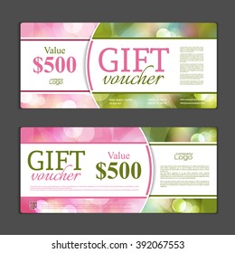 Gift voucher template. Can be use for shopping cards, discount coupon, banner, discount card , web design and other. Vector illustration. Abstract design