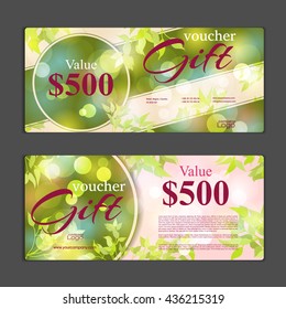 Gift voucher template. Can be use for shopping cards, discount coupon, banner, discount card, web design and other. Vector illustration. Abstract design