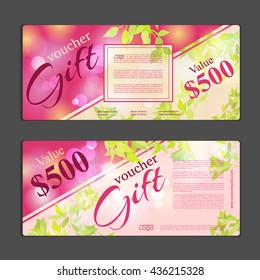 Gift voucher template. Can be use for shopping cards, discount coupon, banner, discount card, web design and other. Vector illustration. Abstract design