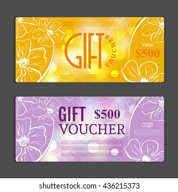 Gift voucher template. Can be use for shopping cards, discount coupon, banner, discount card, web design and other. Vector illustration. Abstract design
