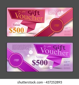 Gift voucher template. Can be use for shopping cards, discount coupon, banner, discount card , web design and other. Vector illustration. Abstract design