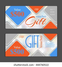 Gift voucher template. Can be use for shopping cards, discount coupon, banner, discount card , web design and other. Vector illustration. Abstract design