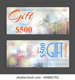 Gift voucher template. Can be use for shopping cards, discount coupon, banner, discount card , web design and other. Vector illustration. Abstract design