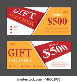Gift voucher template. Can be use for shopping cards, discount coupon, banner, discount card , web design and other. Vector illustration. Abstract design