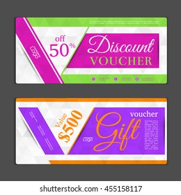 Gift voucher template. Can be use for shopping cards, discount coupon, banner, discount card , web design and other. Vector illustration. Abstract design