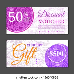 Gift voucher template. Can be use for shopping cards, discount coupon, banner, discount card , web design and other. Vector illustration. Abstract design