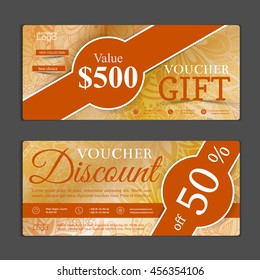 Gift voucher template. Can be use for shopping cards, discount coupon, banner, discount card , web design and other. Vector illustration. Abstract design
