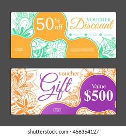 Gift voucher template. Can be use for shopping cards, discount coupon, banner, discount card , web design and other. Vector illustration. Abstract design