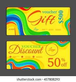 Gift voucher template. Can be use for shopping cards, discount coupon, banner, discount card , web design and other. Vector illustration. Abstract design