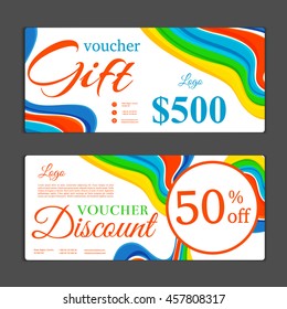 Gift voucher template. Can be use for shopping cards, discount coupon, banner, discount card , web design and other. Vector illustration. Abstract design