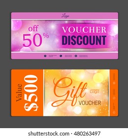 Gift voucher template. Can be use for shopping cards, discount coupon, banner, discount card , web design and other. Vector illustration. Abstract design