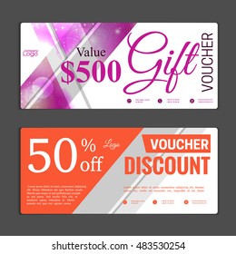 Gift voucher template. Can be use for shopping cards, discount coupon, banner, discount card , web design and other. Vector illustration. Abstract design
