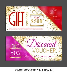 Gift voucher template. Can be use for shopping cards, discount coupon, banner, discount card , web design and other. Vector illustration.