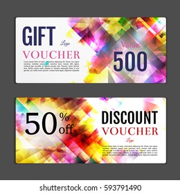 Gift voucher template. Can be use for shopping cards, discount coupon, banner, discount card , web design and other. Vector illustration. Abstract design
