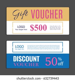 Gift voucher template. Can be use for shopping cards, discount coupon, banner, discount card , web design and other. Vector illustration. Abstract design