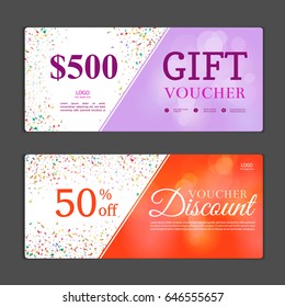 Gift voucher template. Can be use for shopping cards, discount coupon, banner, discount card , web design and other. Vector illustration.
