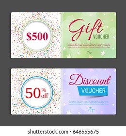 Gift voucher template. Can be use for shopping cards, discount coupon, banner, discount card , web design and other. Vector illustration.