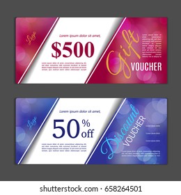 Gift voucher template. Can be use for shopping cards, discount coupon, banner, discount card , web design and other. Vector illustration. Abstract design