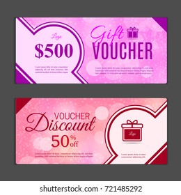 Gift voucher template. Can be use for shopping cards, discount coupon, banner, discount card , web design and other. Vector illustration. Abstract design
