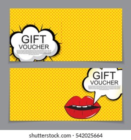 Gift Voucher Template with cartoon Background. Discount Coupon. Vector Illustration. EPS10