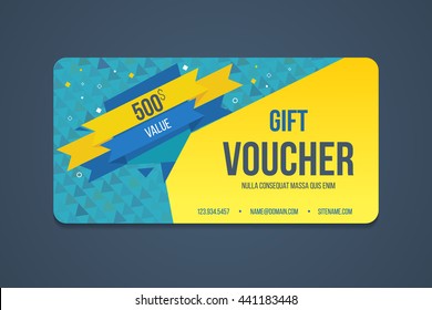 Gift voucher template. Gift certificate business card, banner, calling card, poster. Discount coupon. Special offer.