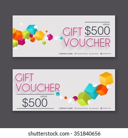 Gift voucher template, certificate, coupon,certificate, invitation, currency. Vector illustration.