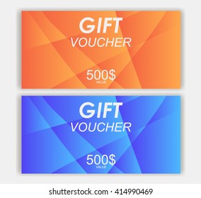 Gift voucher template. Gift certificate for a promotion or a gift. Discount coupons for the purchase. Vector Illustration