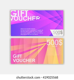 Gift voucher template. Gift certificate for a promotion or a gift. Discount coupons for the purchase. Vector Illustration