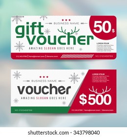 Gift voucher template with christmas colorful pattern,Merry Christmas,Vector illustration