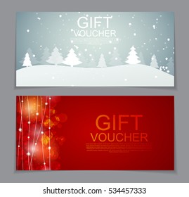 Gift Voucher Template for Christmas and New Year Discount Coupon  Vector Illustration EPS10