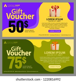 Gift voucher template with clean and modern pattern. Vector illustration