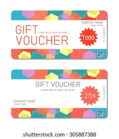 Gift voucher template with clean and modern pattern. gift Voucher template with colorful pattern. Gift certificate template with colorful stripe pattern and border. Background usable for coupon.