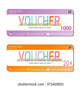 Gift voucher template with clean and modern pattern. Vector illustration.