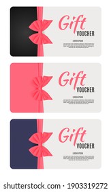 Gift voucher template collection set with Ribbon Background. Vector Illustration