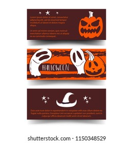 Gift Voucher template with colorful pattern. bright concept. Vector illustration. Scary mystical symbols and text. Halloween party banners design. Eps 10 vector illustration