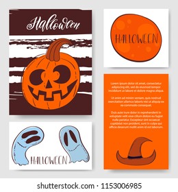 Gift Voucher template with colorful pattern. bright concept. Vector illustration. Scary mystical symbols and text. Halloween party banners design. Eps 10 vector illustration