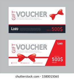 Gift voucher template with colorful pattern.
