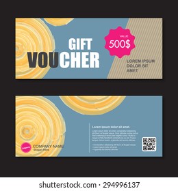 Gift Voucher template with colorful pattern, Voucher template
