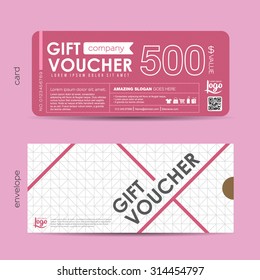 Gift voucher template with colorful pattern and envelope design with geometric pattern,cute gift voucher certificate coupon design template,,Vector illustration