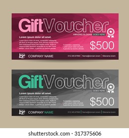 Gift voucher template with colorful pattern, cute gift voucher certificate coupon design template, Collection gift certificate business card banner calling card poster, Vector illustration