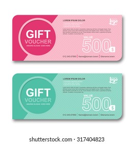 Gift voucher template with colorful pattern, cute gift voucher certificate coupon design template, Collection gift certificate business card banner calling card poster, Vector illustration