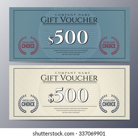Gift voucher template with colorful pattern ,classic premium style vector illustration