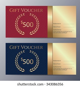 Gift voucher template with colorful pattern ,classic premium style vector illustration 