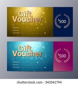 Gift voucher template with colorful pattern ,classic premium style vector illustration