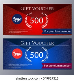 Gift voucher template with colorful pattern, classic premium style vector illustration