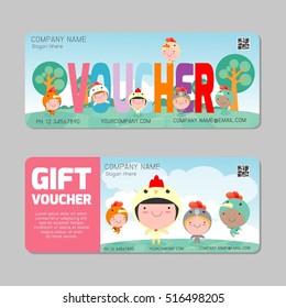 Gift Voucher template with colorful pattern. bright concept. voucher Happy New Year Vector illustration